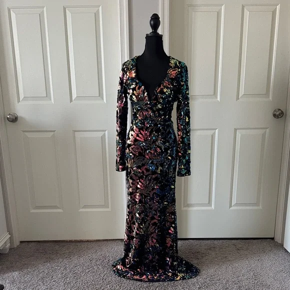 Fashion Nova Vibrant Sequin Long Sleeve Dress - Picture 1 of 7